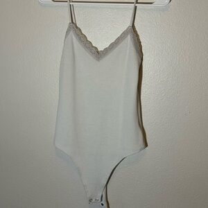 American Eagle Outfitters Lace-Trim Bodysuit - Cream